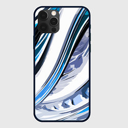 Чехол iPhone 12 Pro Волнистая бело-синяя абстракция