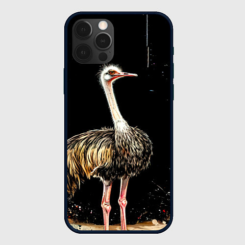 Чехол iPhone 12 Pro Страус / 3D-Черный – фото 1