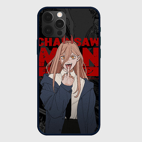 Чехол iPhone 12 Pro Chainsaw man - Power fuck / 3D-Черный – фото 1