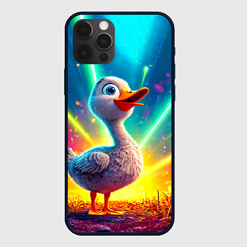 Чехол iPhone 12 Pro Веселая уточка / 3D-Черный – фото 1