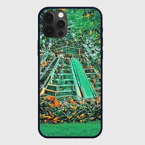 Чехол iPhone 12 Pro Башня в джунглях / 3D-Черный – фото 1