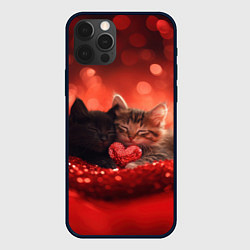 Чехол iPhone 12 Pro Влюбленные котята с сердечком
