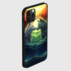 Чехол для iPhone 12 Pro Влюбленные волки полнолуние, цвет: 3D-черный — фото 2