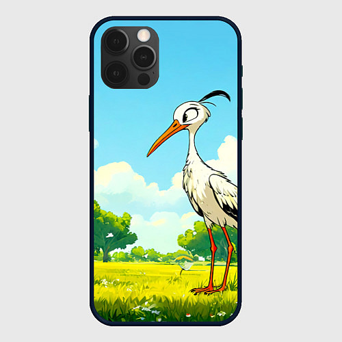 Чехол iPhone 12 Pro Аист в лесу / 3D-Черный – фото 1