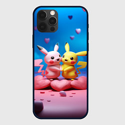 Чехол для iPhone 12 Pro Влюбленные Пикачу, цвет: 3D-черный