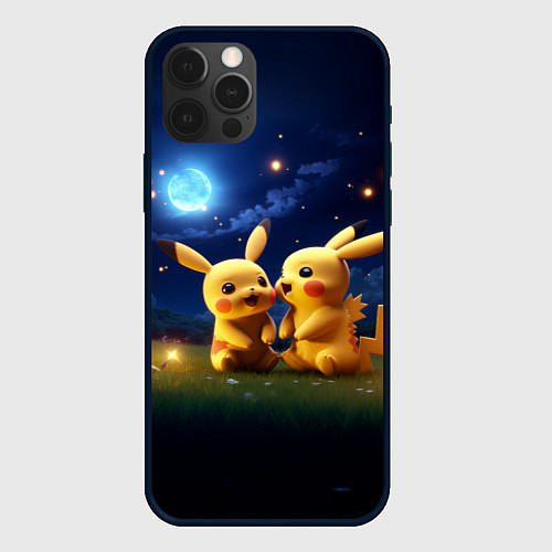 Чехол iPhone 12 Pro Любовь Пикачу / 3D-Черный – фото 1