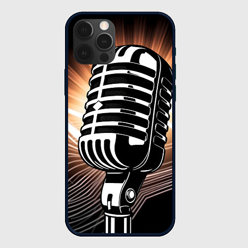 Чехол iPhone 12 Pro Микрофон и звуковые волны / 3D-Черный – фото 1
