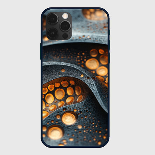 Чехол iPhone 12 Pro Космическая выпуклая текстура / 3D-Черный – фото 1