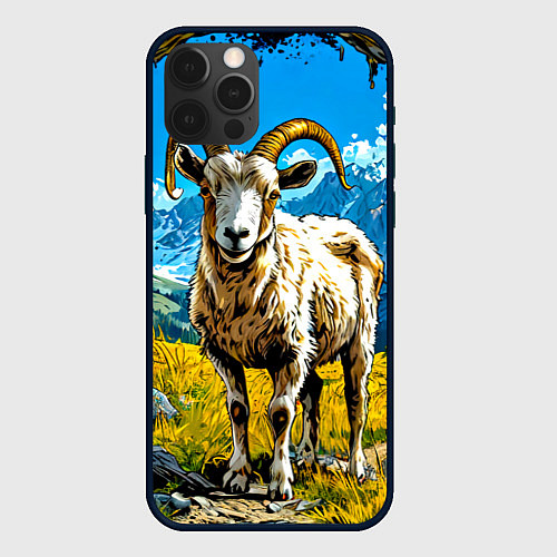 Чехол iPhone 12 Pro Горный козел / 3D-Черный – фото 1
