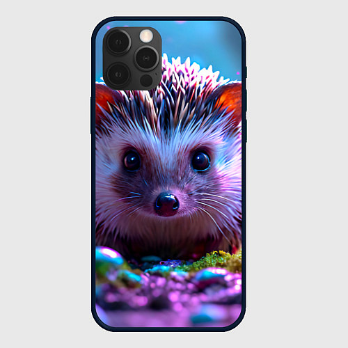 Чехол iPhone 12 Pro Ёжики в сказаочном лесу / 3D-Черный – фото 1