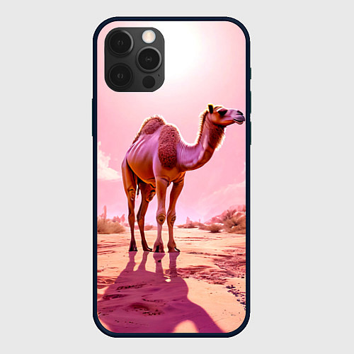 Чехол iPhone 12 Pro Верблюд в розовой пустыне / 3D-Черный – фото 1