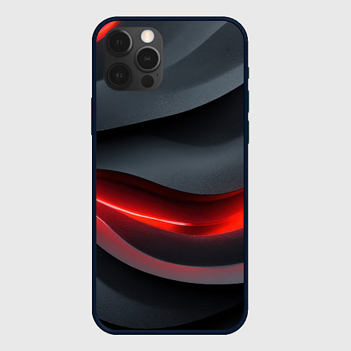 Чехол iPhone 12 Pro Плавная красно-черная текстура / 3D-Черный – фото 1