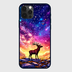 Чехол для iPhone 12 Pro Лось и звездное небо, цвет: 3D-черный