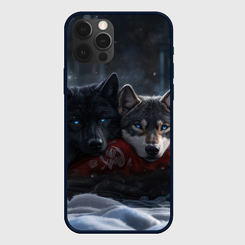 Чехол iPhone 12 Pro Love wolfs / 3D-Черный – фото 1
