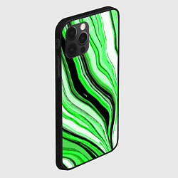 Чехол для iPhone 12 Pro Волнистые вертикальные чёрно-зелёные полосы, цвет: 3D-черный — фото 2