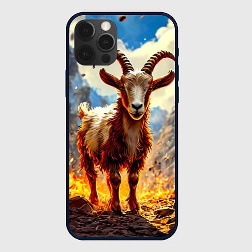 Чехол iPhone 12 Pro Козел в огне / 3D-Черный – фото 1