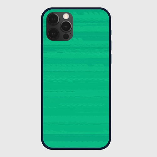 Чехол iPhone 12 Pro Изумрудный зелёный однотонный с полосами / 3D-Черный – фото 1