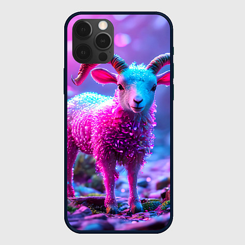 Чехол iPhone 12 Pro Козлик в розовом / 3D-Черный – фото 1