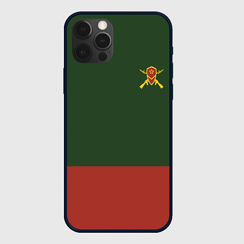 Чехол iPhone 12 Pro Мотострелковые войска: герб со щитом / 3D-Черный – фото 1