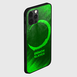 Чехол для iPhone 12 Pro Demon Slayer - green gradient, цвет: 3D-черный — фото 2