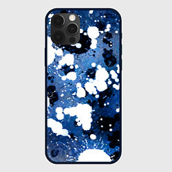 Чехол iPhone 12 Pro Абстракция - white spots on a blue background