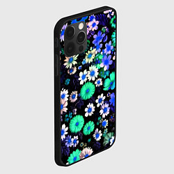 Чехол для iPhone 12 Pro Стилизованный цветочный чёрно-бирюзовый, цвет: 3D-черный — фото 2