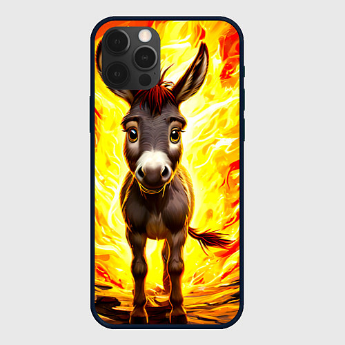 Чехол iPhone 12 Pro Ослик в огне / 3D-Черный – фото 1
