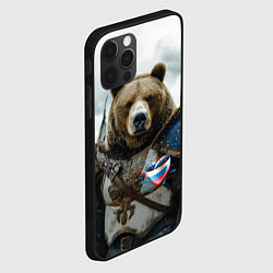 Чехол для iPhone 12 Pro Медведь с флагами России, цвет: 3D-черный — фото 2