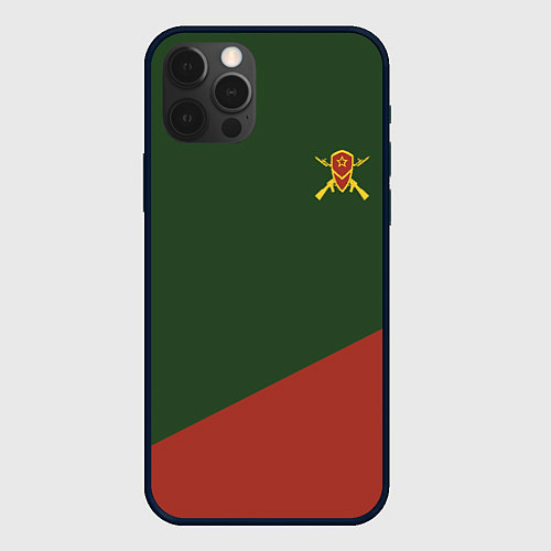 Чехол iPhone 12 Pro Мотострелковые войска: герб со щитом / 3D-Черный – фото 1