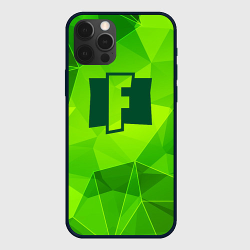 Чехол iPhone 12 Pro Fortnite green poly / 3D-Черный – фото 1