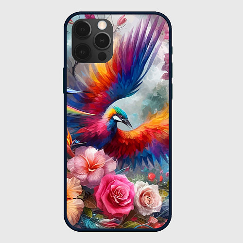 Чехол iPhone 12 Pro Тропическая птица / 3D-Черный – фото 1