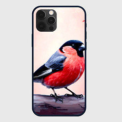 Чехол iPhone 12 Pro Снегирь на розовом
