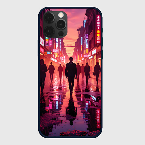 Чехол iPhone 12 Pro Вечерний мегаполис / 3D-Черный – фото 1