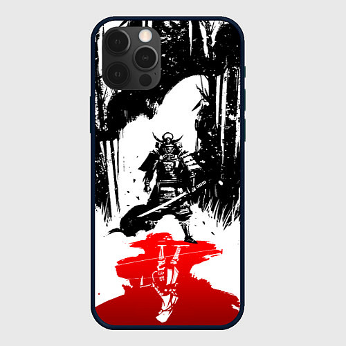 Чехол iPhone 12 Pro Assassins creed shadows - два ассасина / 3D-Черный – фото 1