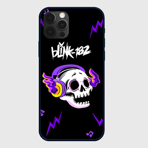 Чехол iPhone 12 Pro Blink 182 неоновый череп / 3D-Черный – фото 1