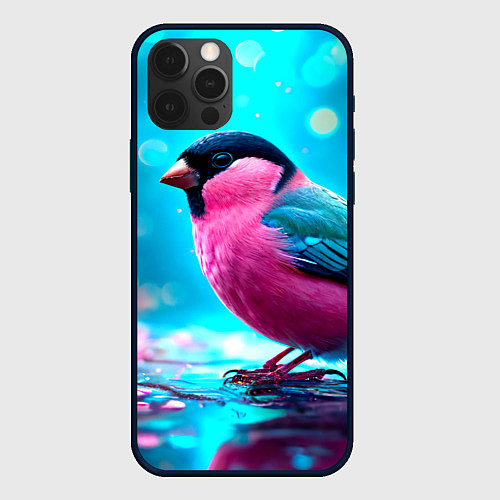 Чехол iPhone 12 Pro Розовый снегирь / 3D-Черный – фото 1