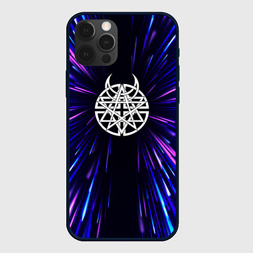 Чехол iPhone 12 Pro Disturbed neon energy / 3D-Черный – фото 1