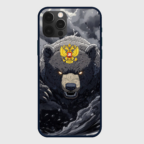 Чехол iPhone 12 Pro Защитник славянских земель - медведь / 3D-Черный – фото 1