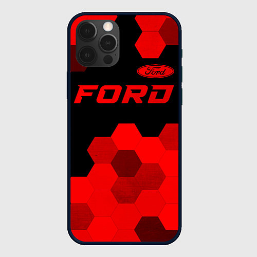 Чехол iPhone 12 Pro Ford - red gradient посередине / 3D-Черный – фото 1