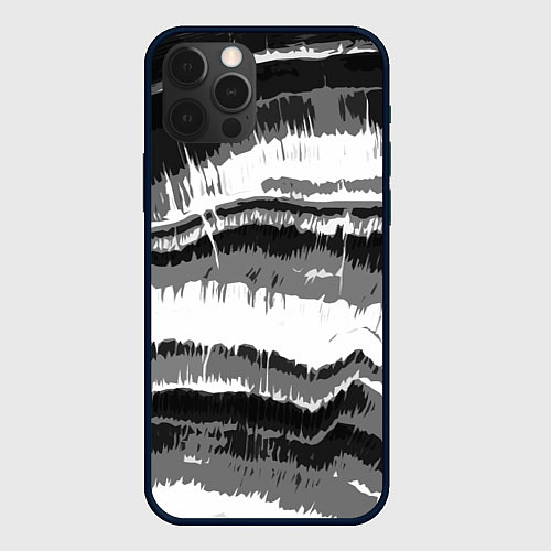 Чехол iPhone 12 Pro Чёрно-белая абстракция / 3D-Черный – фото 1