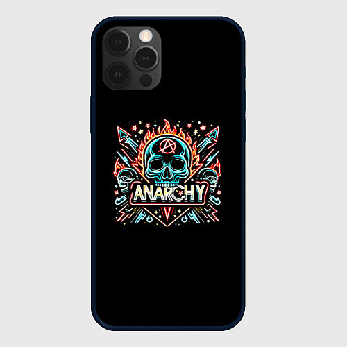 Чехол iPhone 12 Pro Анархия - черепа / 3D-Черный – фото 1
