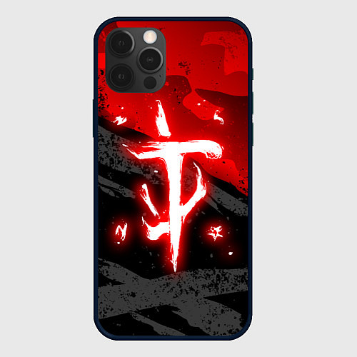 Чехол iPhone 12 Pro Doom - neon red / 3D-Черный – фото 1