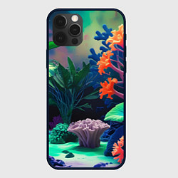 Чехол для iPhone 12 Pro Морское дно с кораллами, цвет: 3D-черный
