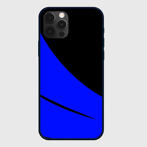 Чехол iPhone 12 Pro Чёрный с синим двуцветный с полосой / 3D-Черный – фото 1