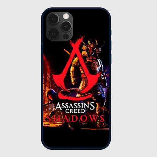 Чехол iPhone 12 Pro Assassins Creed Shadows - samurai / 3D-Черный – фото 1