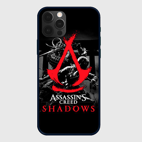 Чехол iPhone 12 Pro Assassins Creed Shadows - samurai / 3D-Черный – фото 1