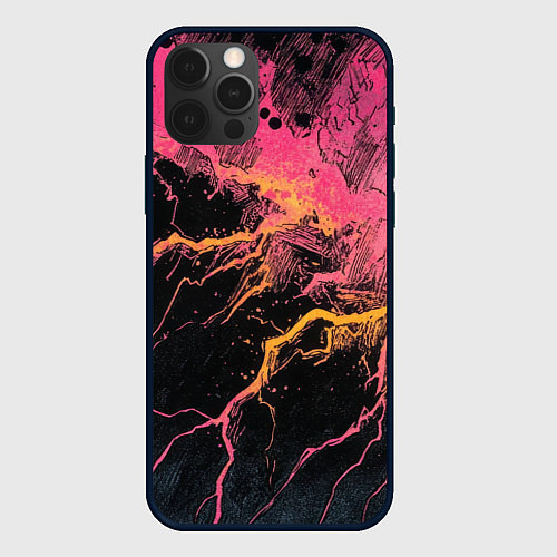 Чехол iPhone 12 Pro Абстрактные молнии текстура / 3D-Черный – фото 1