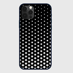 Чехол iPhone 12 Pro Градиент белых звезд на черном