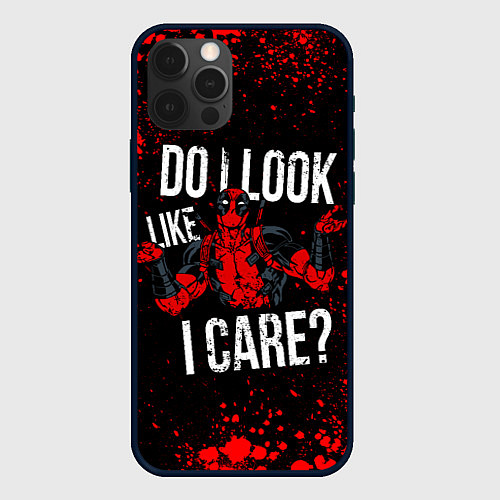 Чехол iPhone 12 Pro Дэдпул - красные брызги / 3D-Черный – фото 1