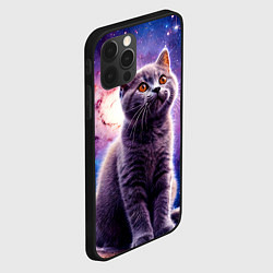 Чехол для iPhone 12 Pro Британская короткошёрстная кошка в космосе, цвет: 3D-черный — фото 2